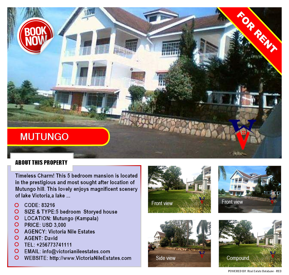 5 bedroom Storeyed house  for rent in Mutungo Kampala Uganda, code: 83216