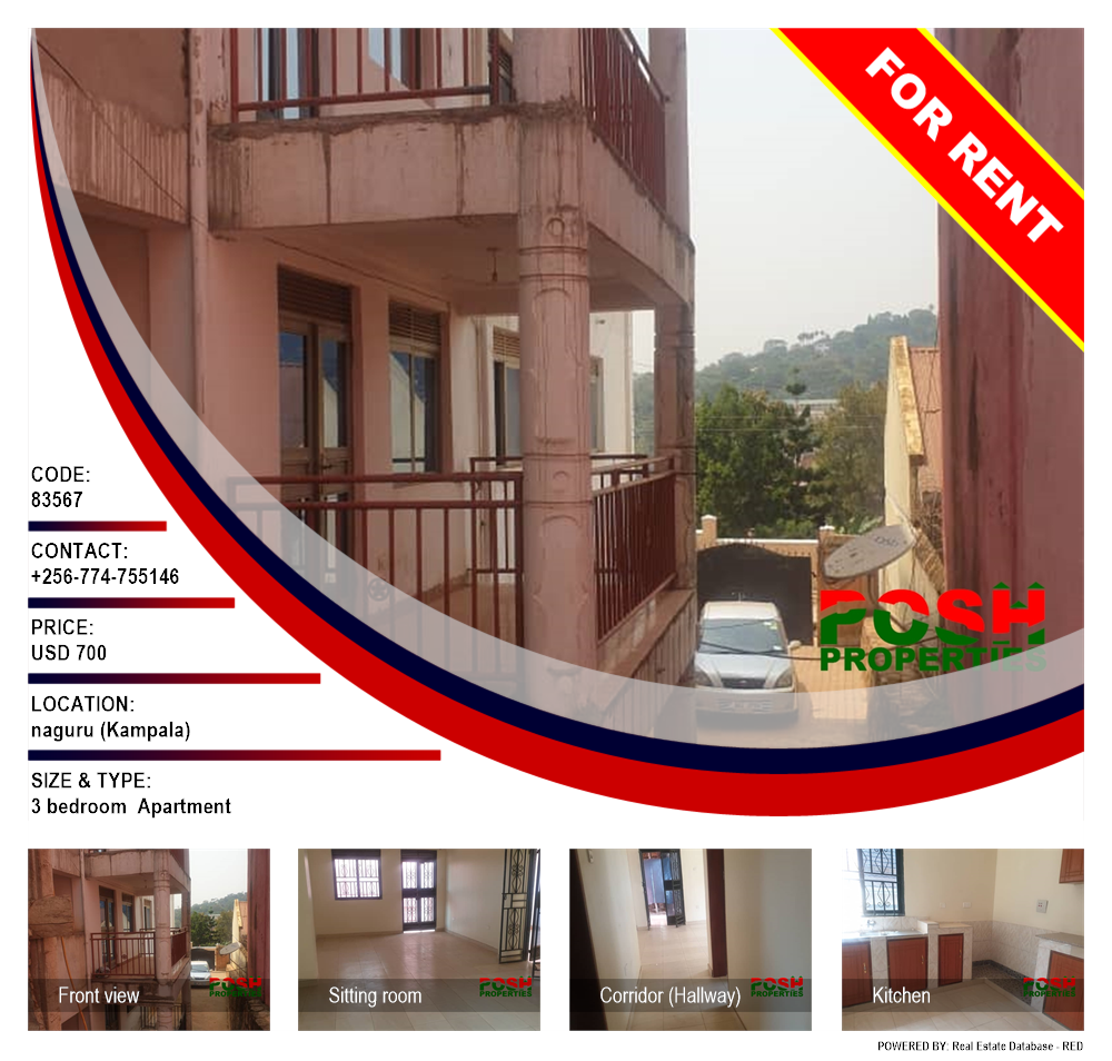 3 bedroom Apartment  for rent in Naguru Kampala Uganda, code: 83567