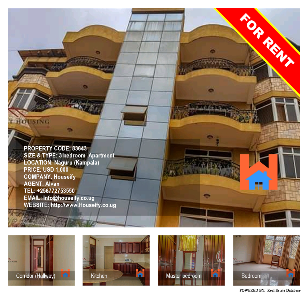 3 bedroom Apartment  for rent in Naguru Kampala Uganda, code: 83643