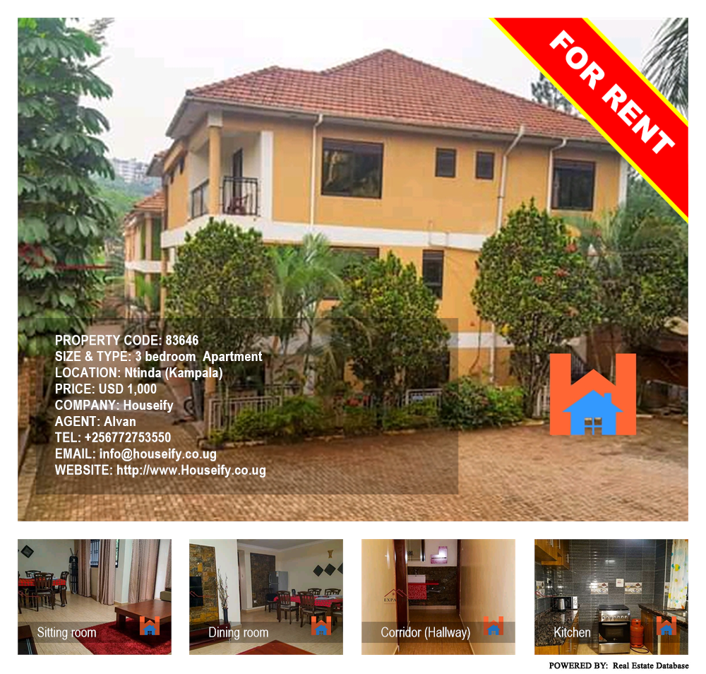 3 bedroom Apartment  for rent in Ntinda Kampala Uganda, code: 83646