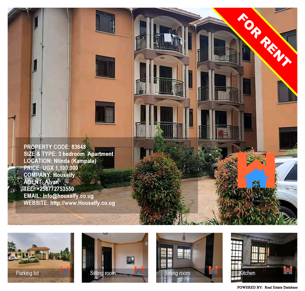 3 bedroom Apartment  for rent in Ntinda Kampala Uganda, code: 83648