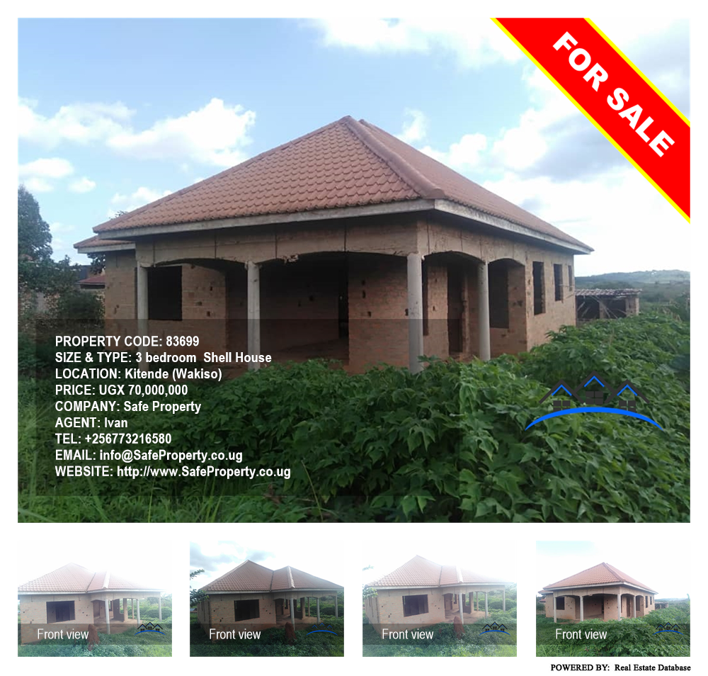 3 bedroom Shell House  for sale in Kitende Wakiso Uganda, code: 83699