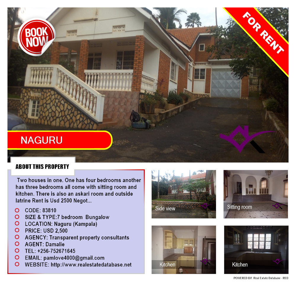7 bedroom Bungalow  for rent in Naguru Kampala Uganda, code: 83810