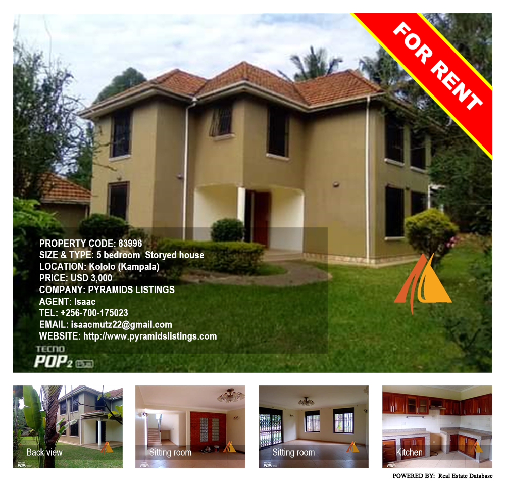 5 bedroom Storeyed house  for rent in Kololo Kampala Uganda, code: 83996