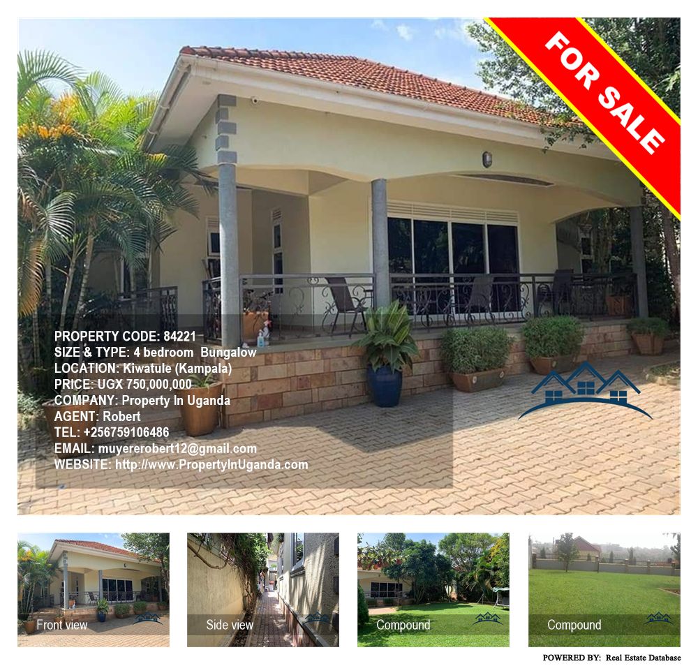 4 bedroom Bungalow  for sale in Kiwaatule Kampala Uganda, code: 84221