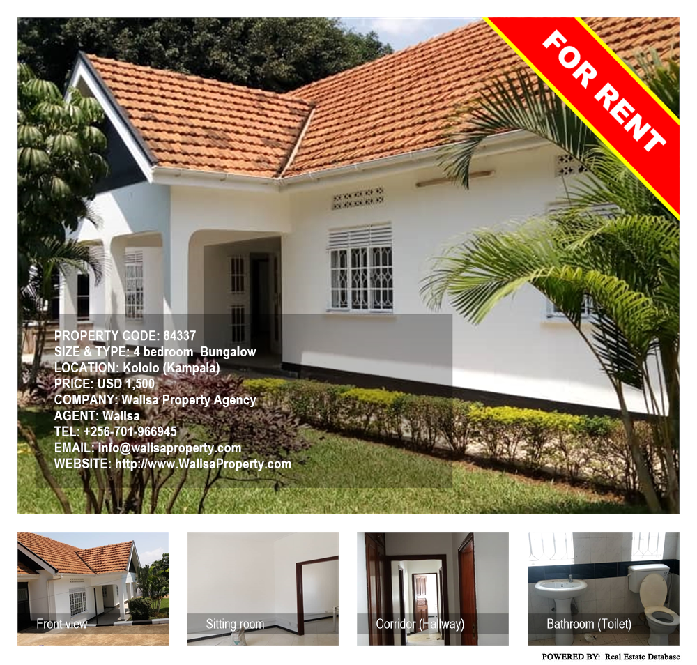 4 bedroom Bungalow  for rent in Kololo Kampala Uganda, code: 84337