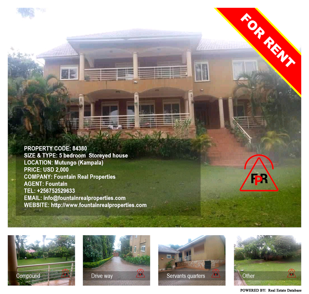 5 bedroom Storeyed house  for rent in Mutungo Kampala Uganda, code: 84380