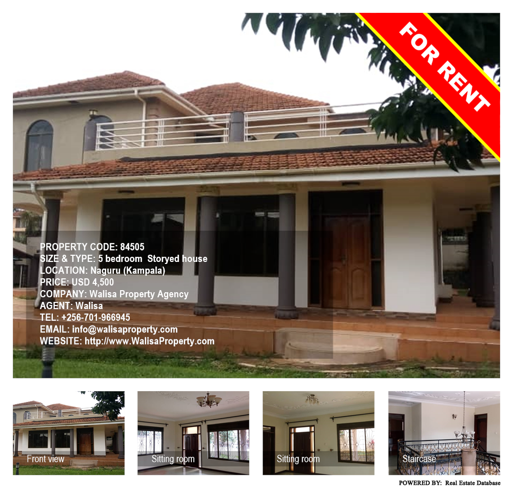 5 bedroom Storeyed house  for rent in Naguru Kampala Uganda, code: 84505