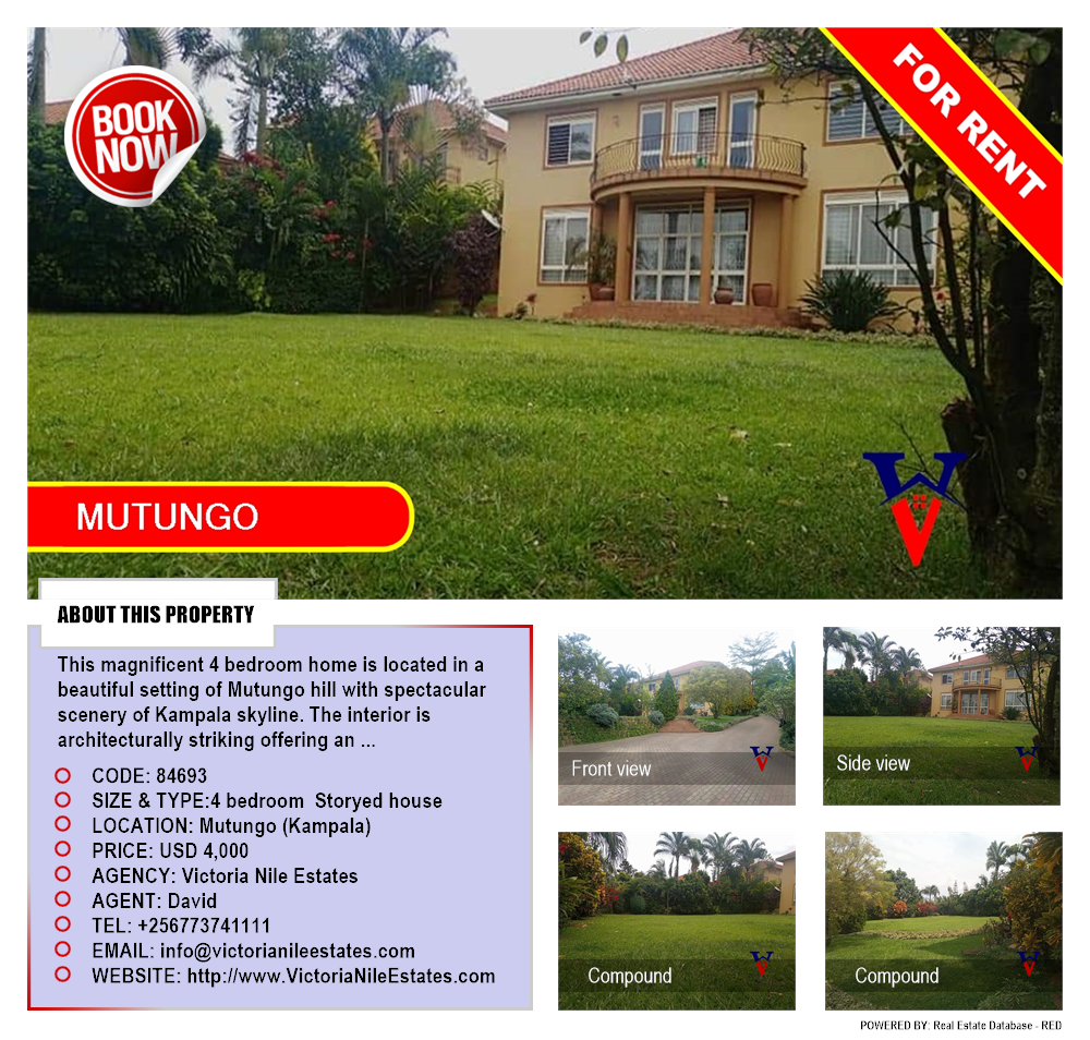 4 bedroom Storeyed house  for rent in Mutungo Kampala Uganda, code: 84693