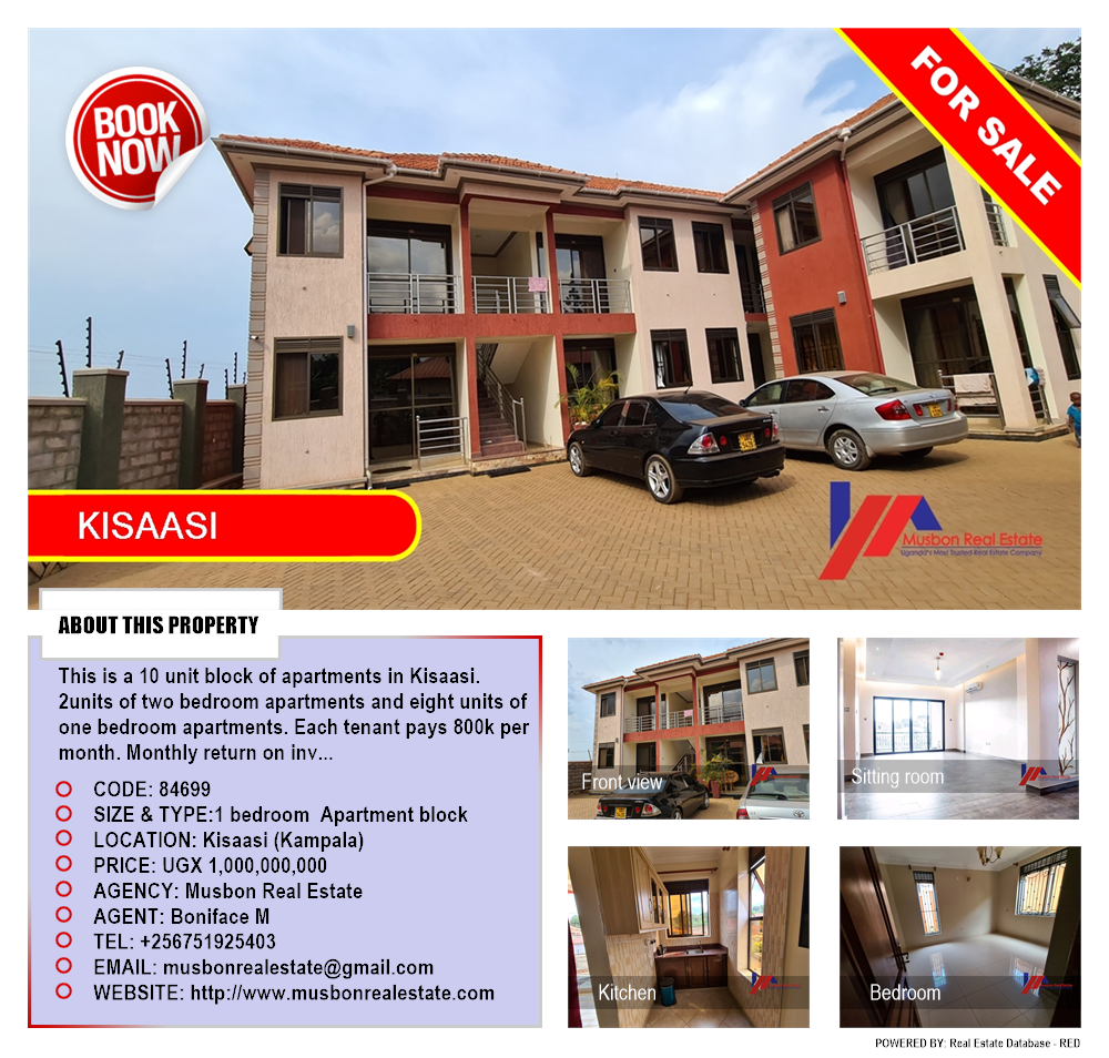 1 bedroom Apartment block  for sale in Kisaasi Kampala Uganda, code: 84699