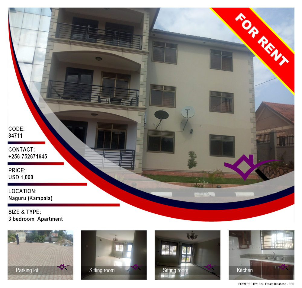 3 bedroom Apartment  for rent in Naguru Kampala Uganda, code: 84711