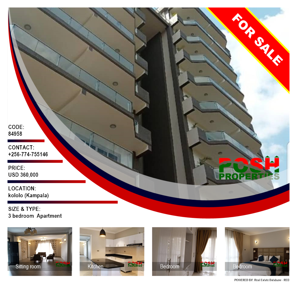 3 bedroom Apartment  for sale in Kololo Kampala Uganda, code: 84958