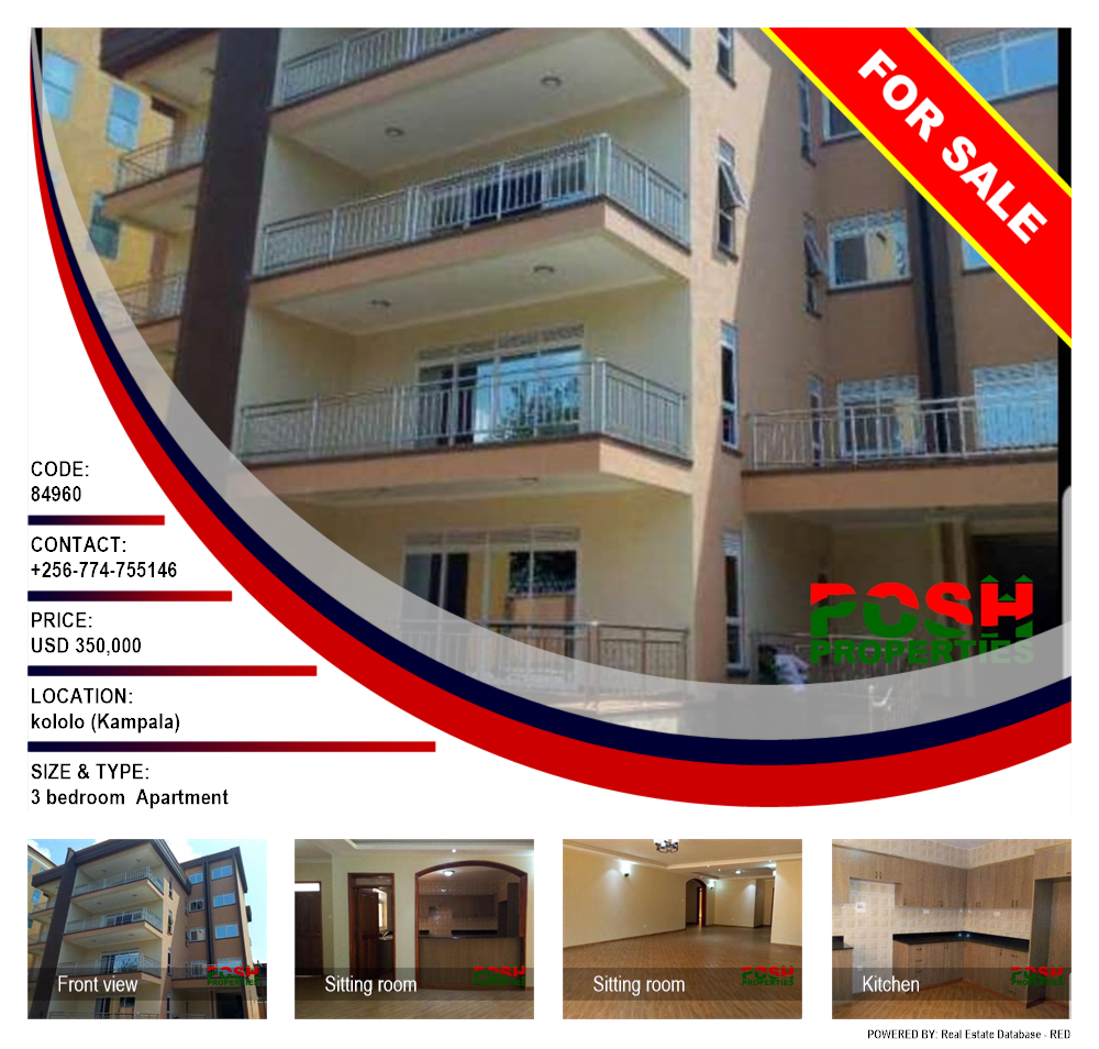 3 bedroom Apartment  for sale in Kololo Kampala Uganda, code: 84960