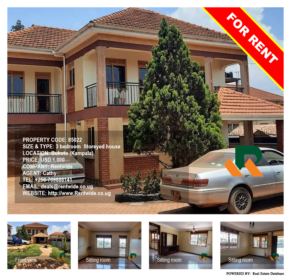 3 bedroom Storeyed house  for rent in Bukoto Kampala Uganda, code: 85022