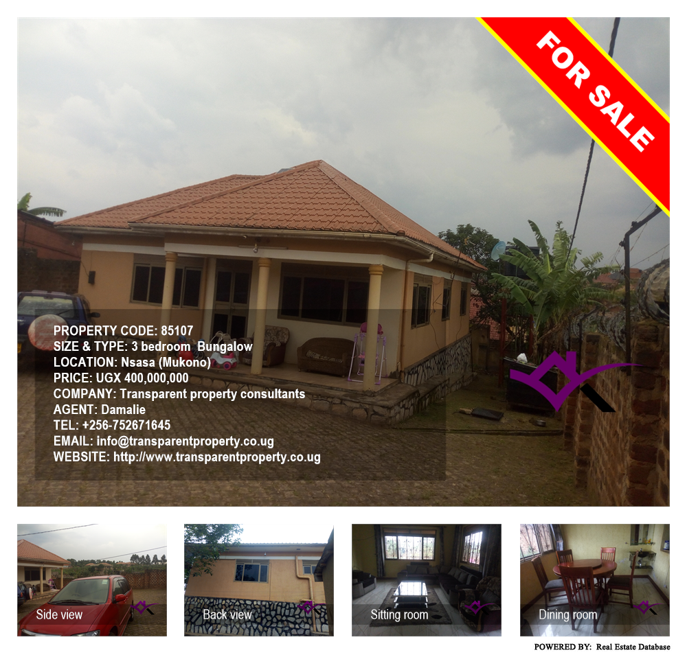 3 bedroom Bungalow  for sale in Nsasa Mukono Uganda, code: 85107