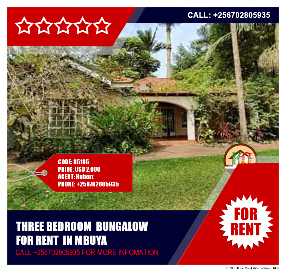 3 bedroom Bungalow  for rent in Mbuya Kampala Uganda, code: 85185