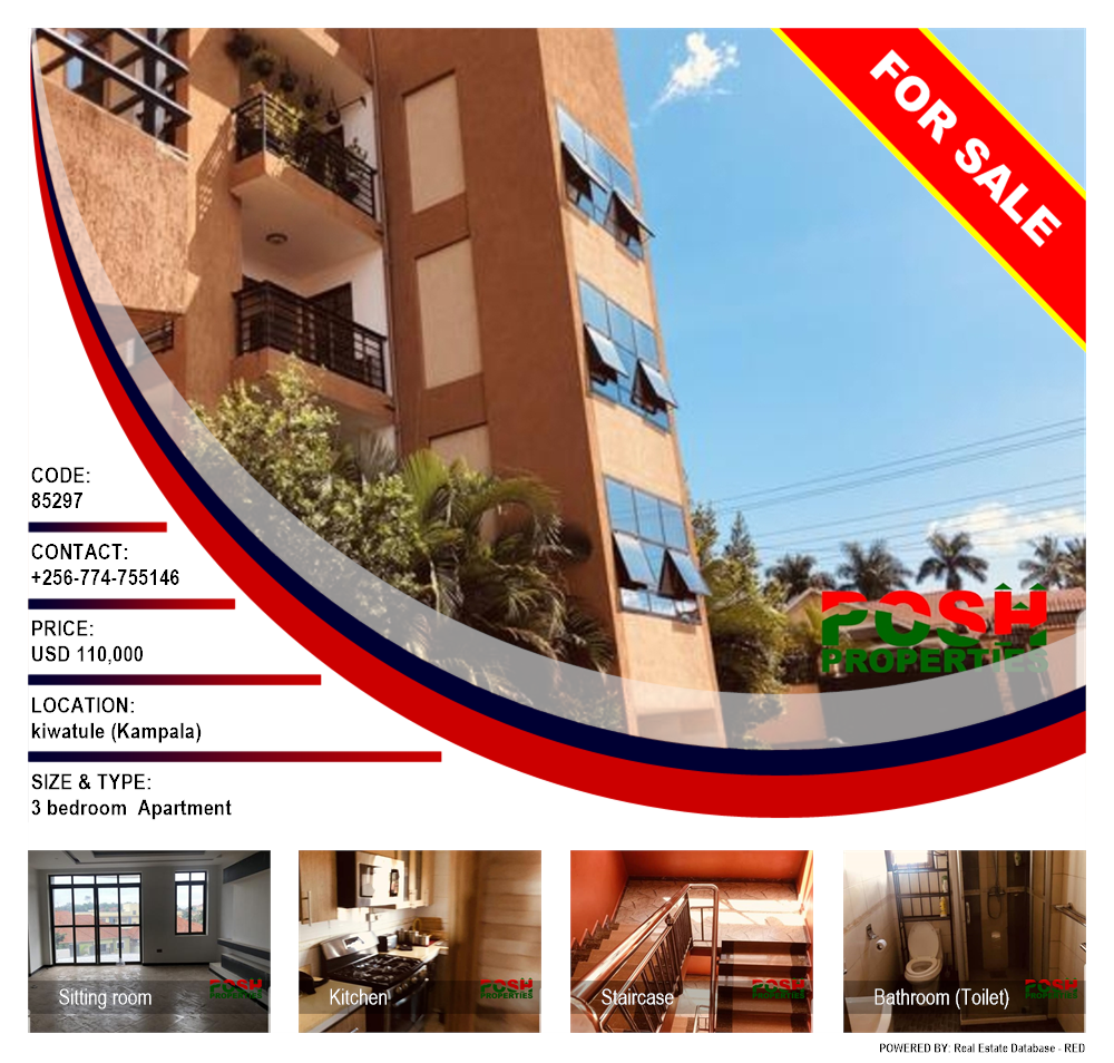 3 bedroom Apartment  for sale in Kiwaatule Kampala Uganda, code: 85297