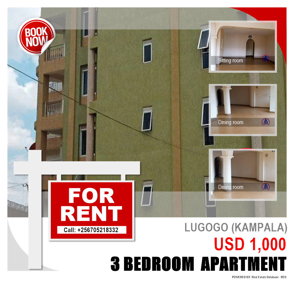 3 bedroom Apartment  for rent in Lugogo Kampala Uganda, code: 85421