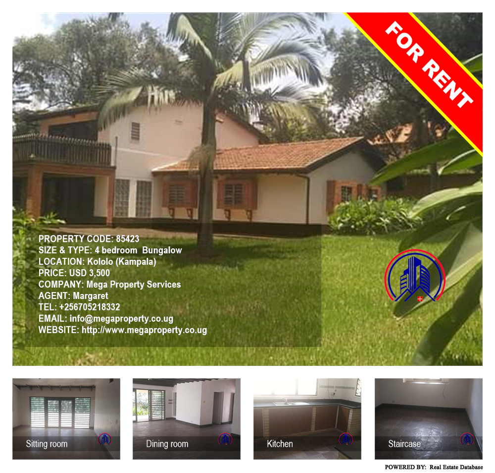 4 bedroom Bungalow  for rent in Kololo Kampala Uganda, code: 85423