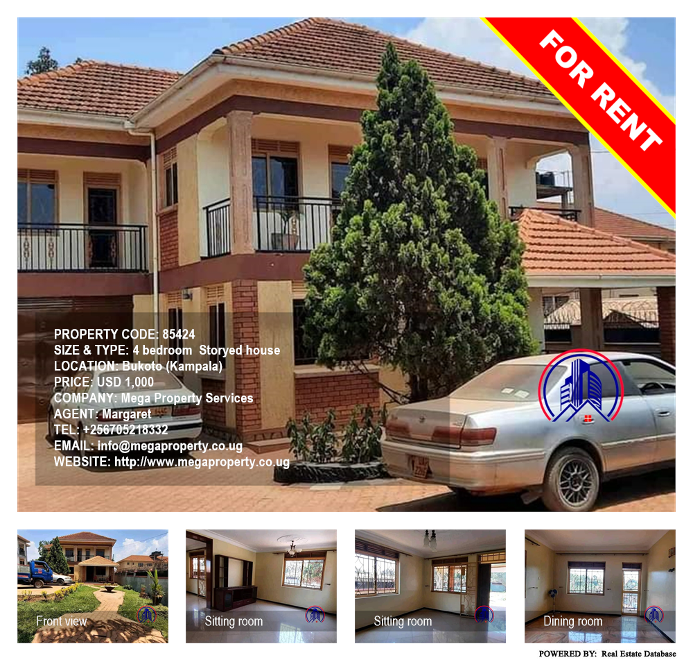4 bedroom Storeyed house  for rent in Bukoto Kampala Uganda, code: 85424