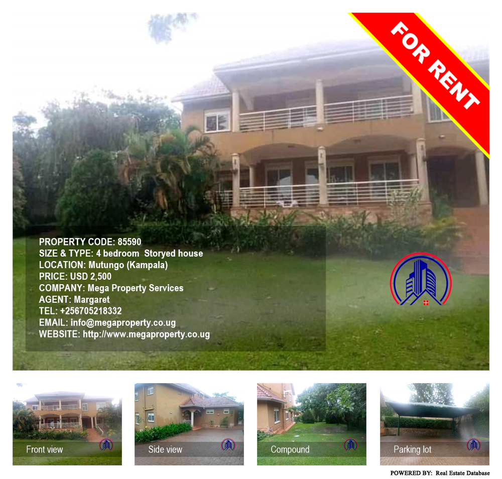 4 bedroom Storeyed house  for rent in Mutungo Kampala Uganda, code: 85590