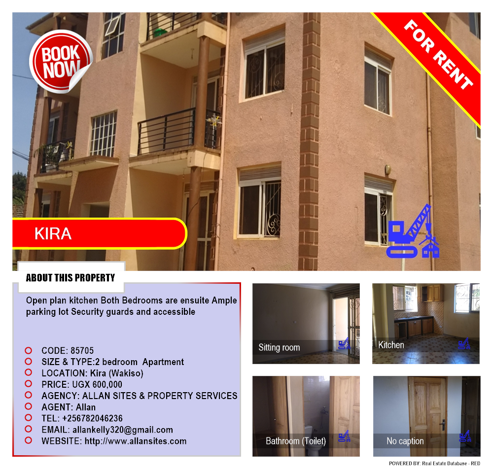 2 bedroom Apartment  for rent in Kira Wakiso Uganda, code: 85705