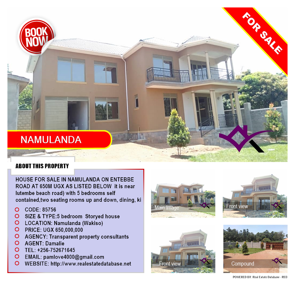 5 bedroom Storeyed house  for sale in Namulanda Wakiso Uganda, code: 85756