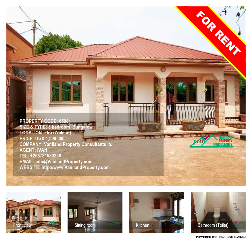 3 bedroom Bungalow  for rent in Kira Wakiso Uganda, code: 85981