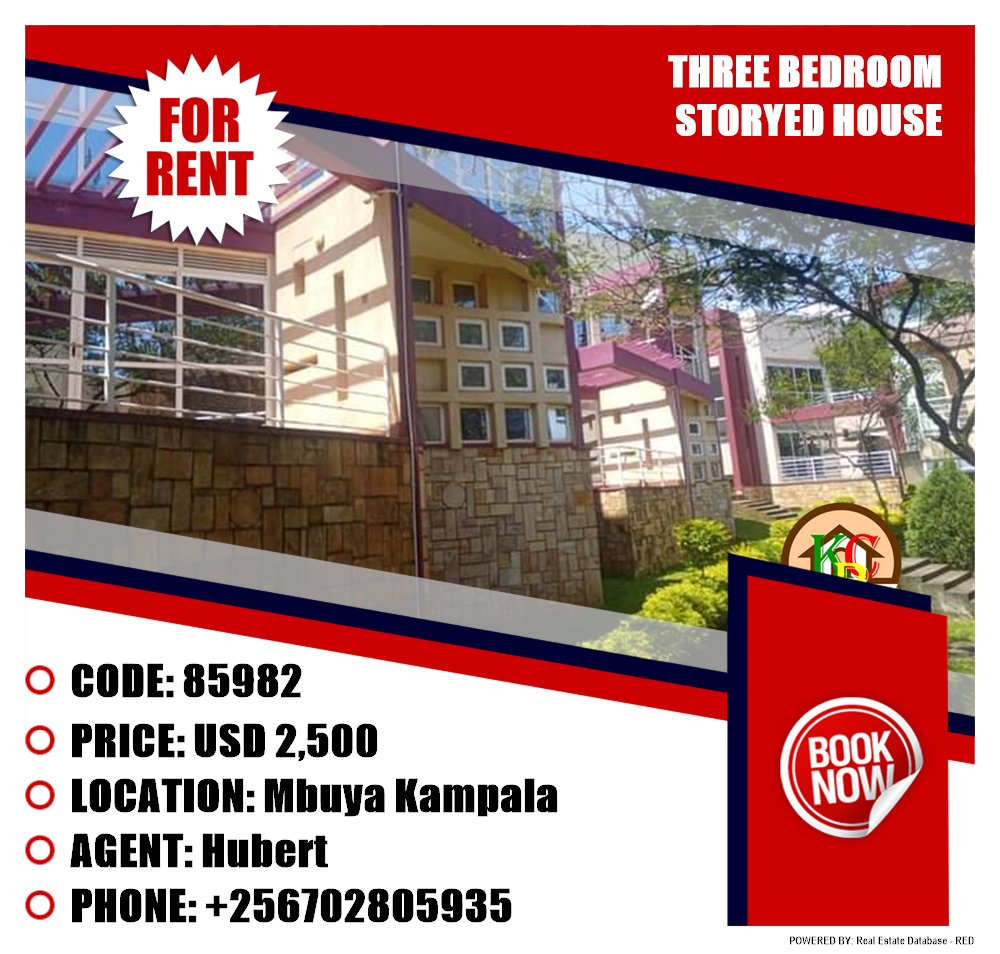 3 bedroom Storeyed house  for rent in Mbuya Kampala Uganda, code: 85982