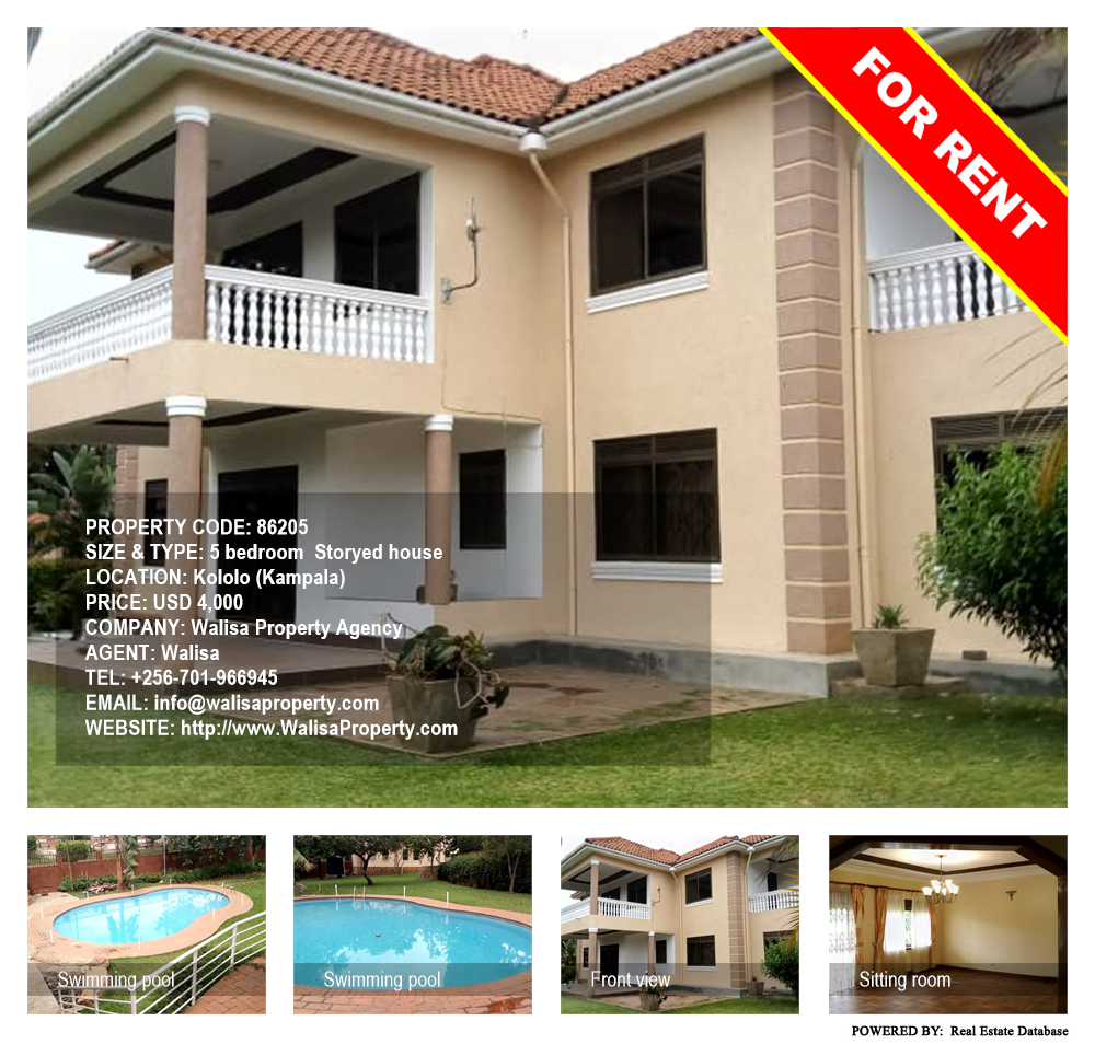 5 bedroom Storeyed house  for rent in Kololo Kampala Uganda, code: 86205