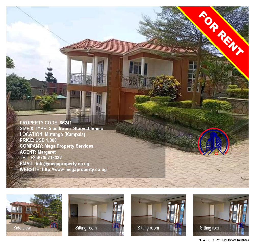 5 bedroom Storeyed house  for rent in Mutungo Kampala Uganda, code: 86241