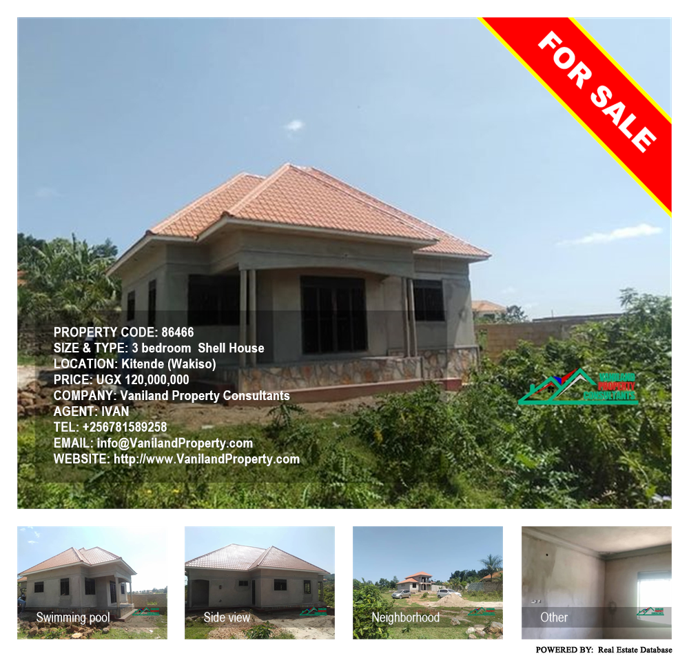 3 bedroom Shell House  for sale in Kitende Wakiso Uganda, code: 86466