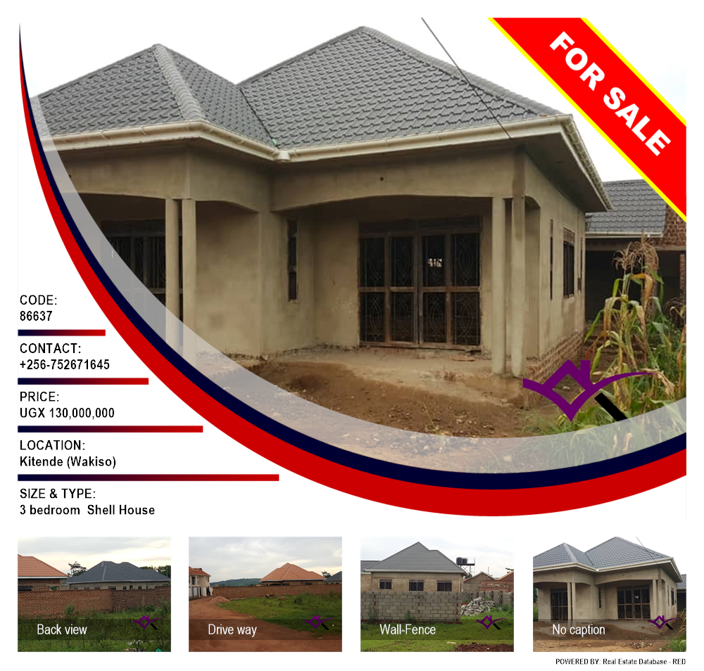3 bedroom Shell House  for sale in Kitende Wakiso Uganda, code: 86637