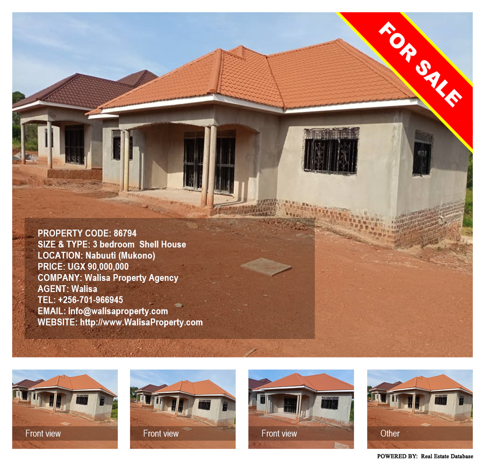 3 bedroom Shell House  for sale in Nabuuti Mukono Uganda, code: 86794