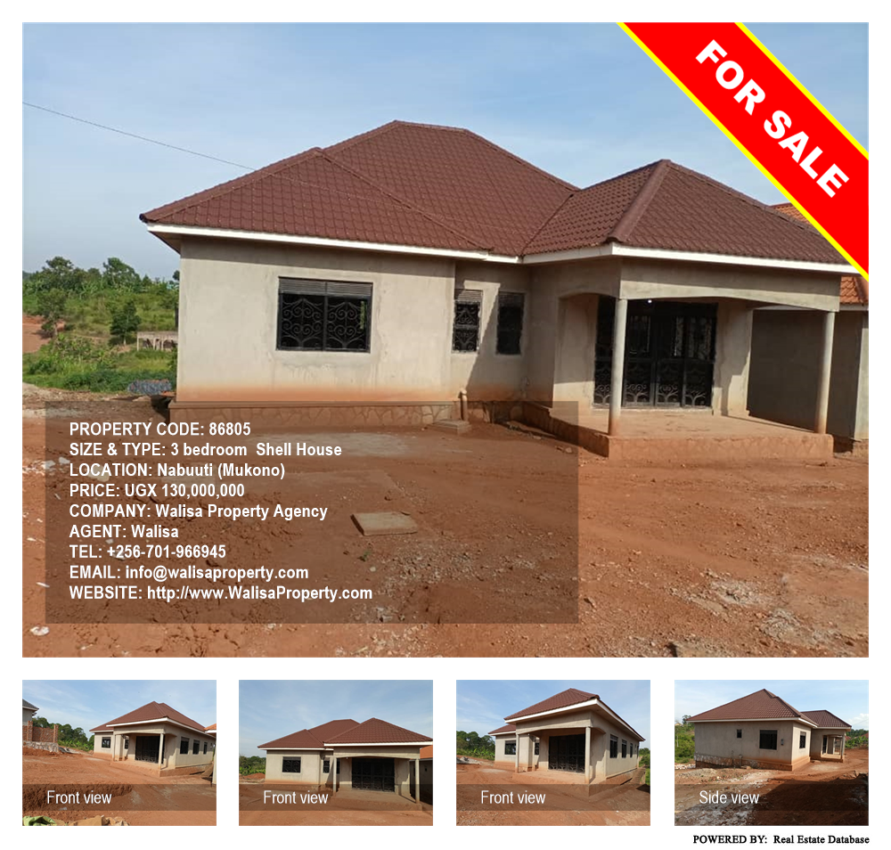 3 bedroom Shell House  for sale in Nabuuti Mukono Uganda, code: 86805