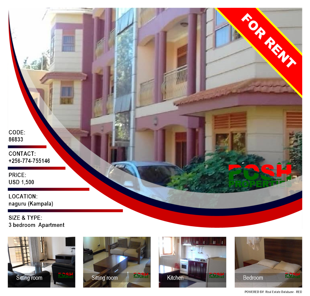 3 bedroom Apartment  for rent in Naguru Kampala Uganda, code: 86833