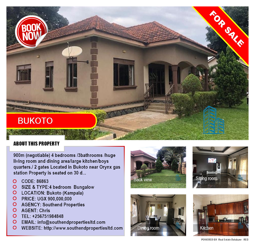 4 bedroom Bungalow  for sale in Bukoto Kampala Uganda, code: 86863