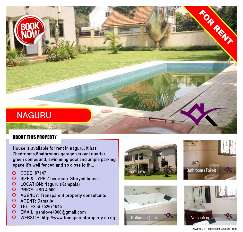 7 bedroom Storeyed house  for rent in Naguru Kampala Uganda, code: 87147
