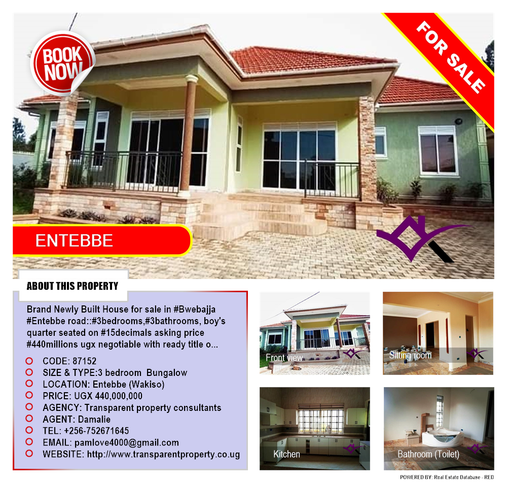 3 bedroom Bungalow  for sale in Entebbe Wakiso Uganda, code: 87152