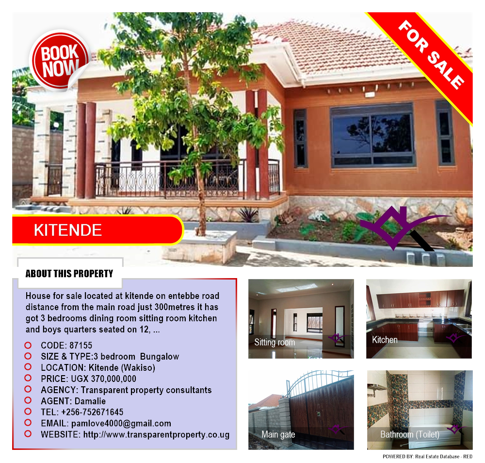 3 bedroom Bungalow  for sale in Kitende Wakiso Uganda, code: 87155