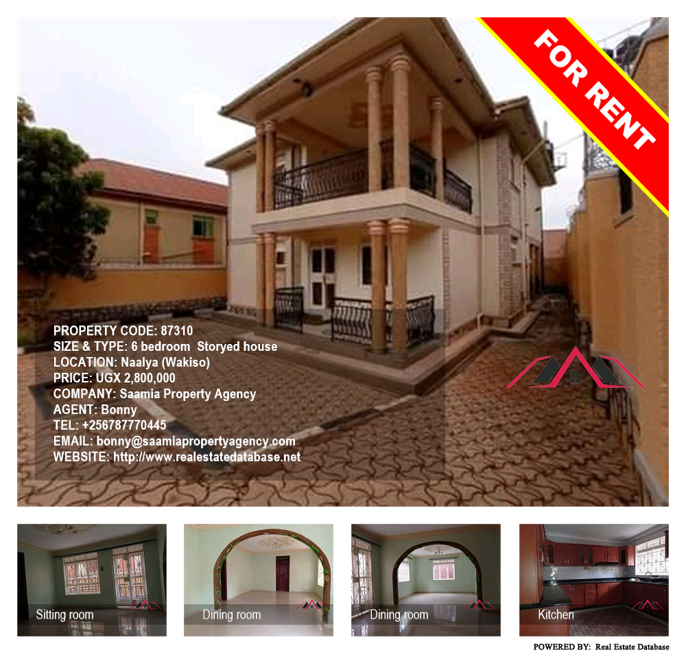 6 bedroom Storeyed house  for rent in Naalya Wakiso Uganda, code: 87310