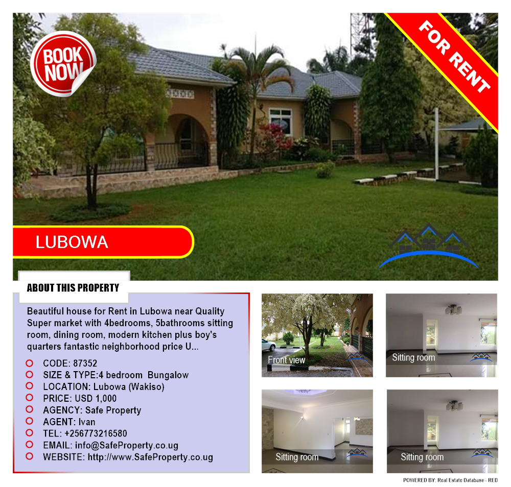 4 bedroom Bungalow  for rent in Lubowa Wakiso Uganda, code: 87352