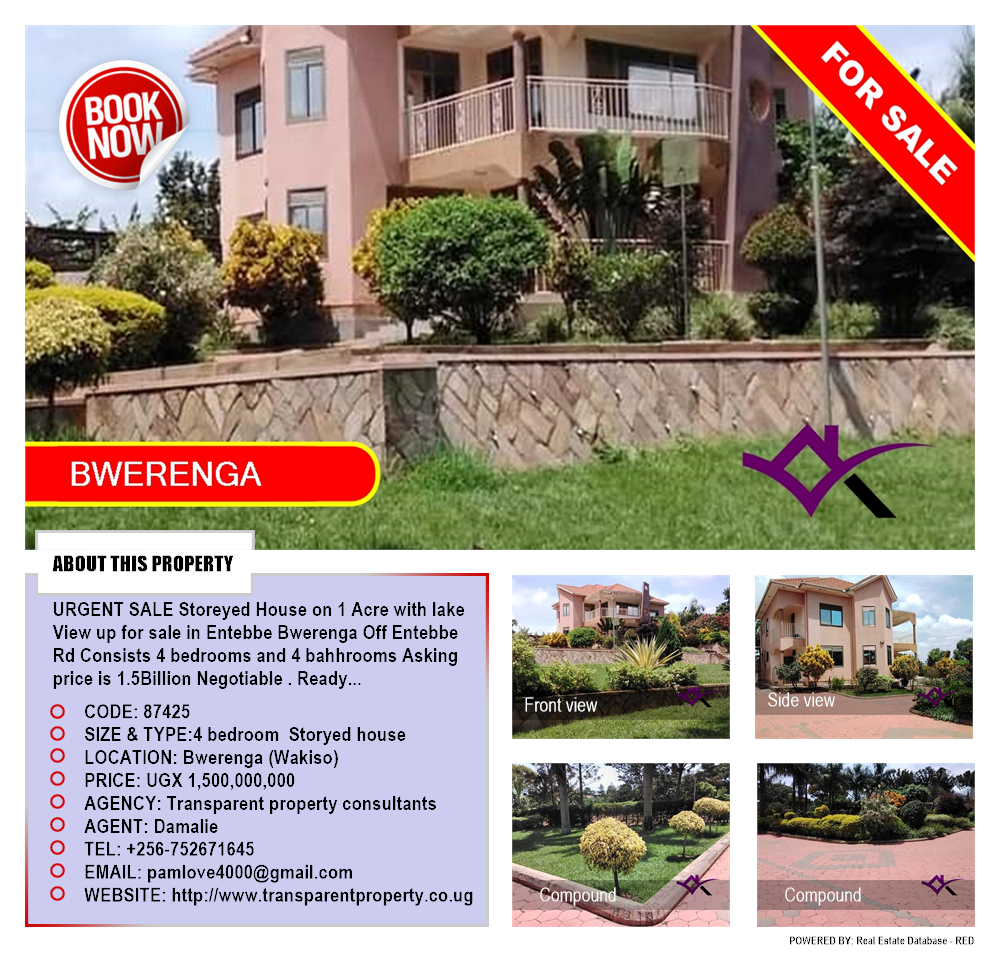4 bedroom Storeyed house  for sale in Bwelenga Wakiso Uganda, code: 87425