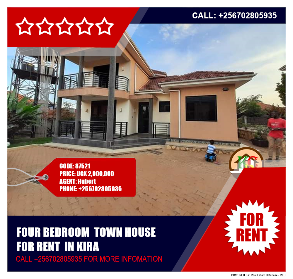 4 bedroom Town House  for rent in Kira Wakiso Uganda, code: 87521