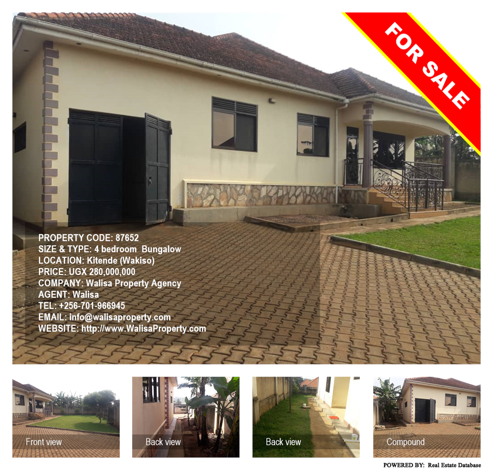 4 bedroom Bungalow  for sale in Kitende Wakiso Uganda, code: 87652