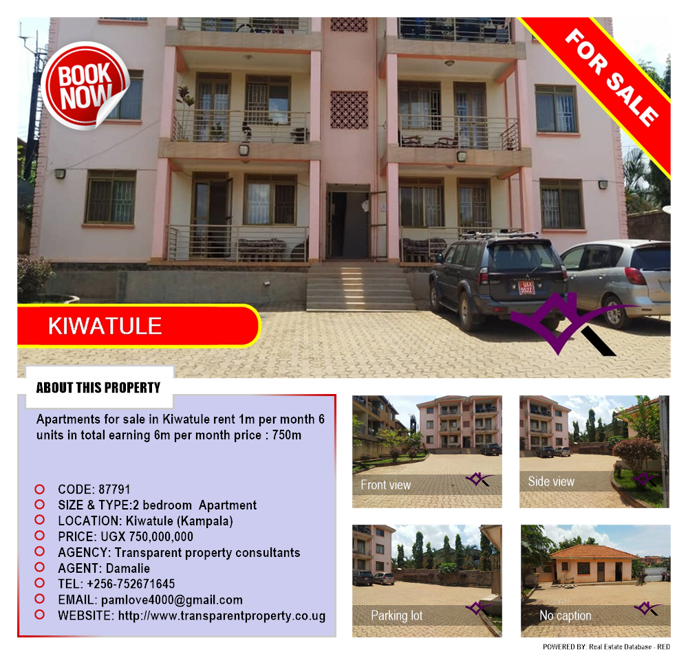 2 bedroom Apartment  for sale in Kiwaatule Kampala Uganda, code: 87791