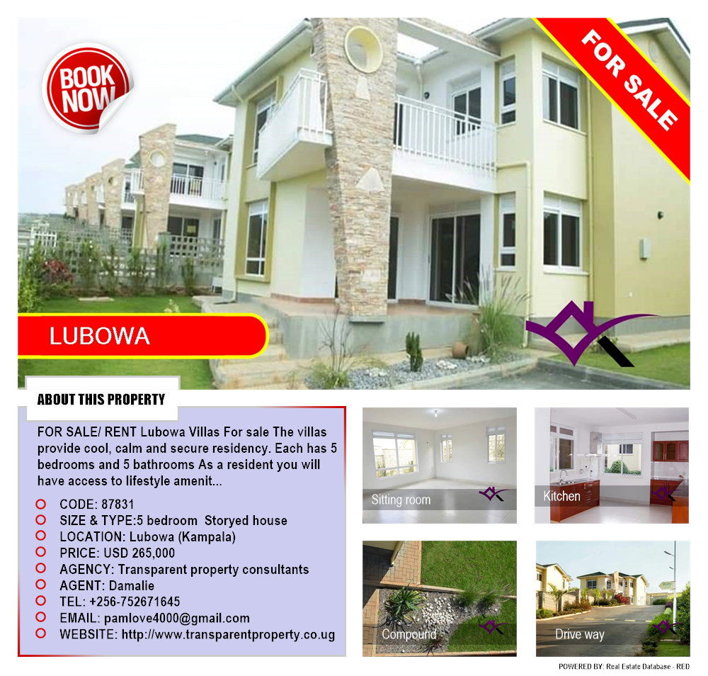 5 bedroom Storeyed house  for sale in Lubowa Kampala Uganda, code: 87831