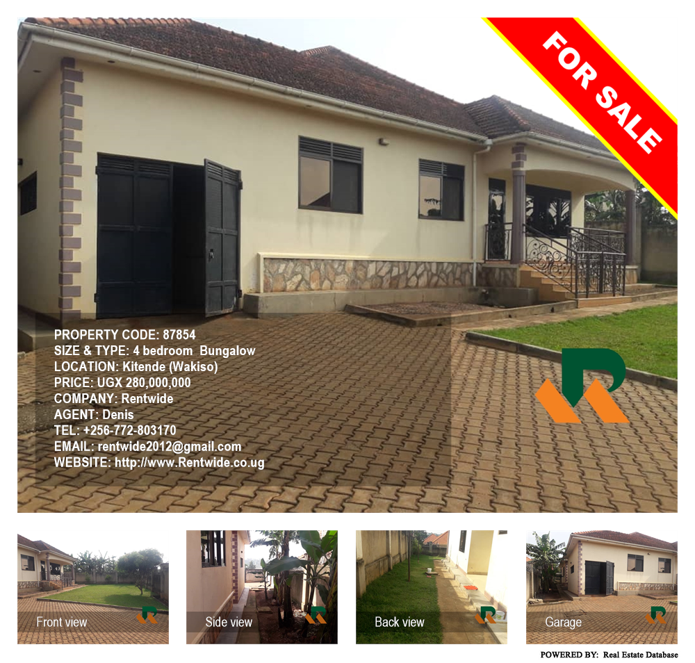 4 bedroom Bungalow  for sale in Kitende Wakiso Uganda, code: 87854