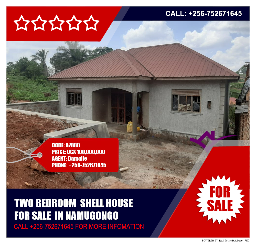 2 bedroom Shell House  for sale in Namugongo Mukono Uganda, code: 87880