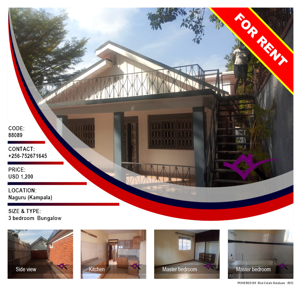 3 bedroom Bungalow  for rent in Naguru Kampala Uganda, code: 88089